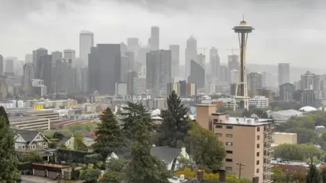 Overcast sky of Seattle, Washington.