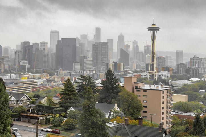 Overcast sky of Seattle, Washington.