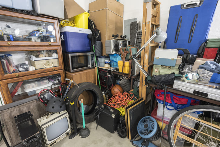 garage full of items that are cluttering the space